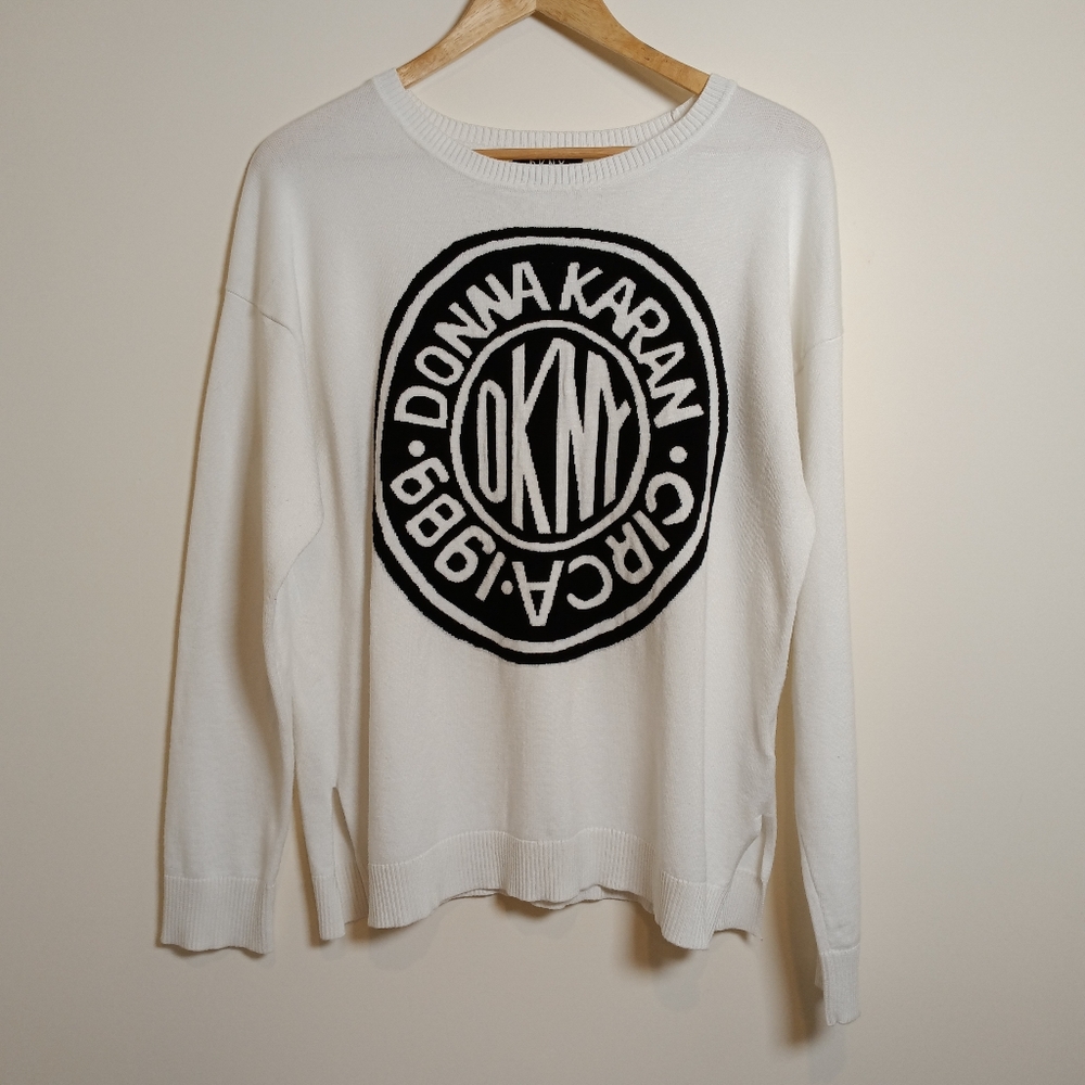 DKNY Circa 1989 Large Logo Long Sleeve Sweater